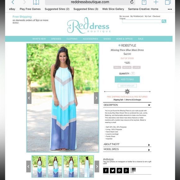 She + Sky Blue Turquoise White Halter Maxi Dress Size M NWT - Picture 2 of 10